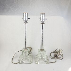 Working Vintage Etched Glass Table Lamps - Will Seperate